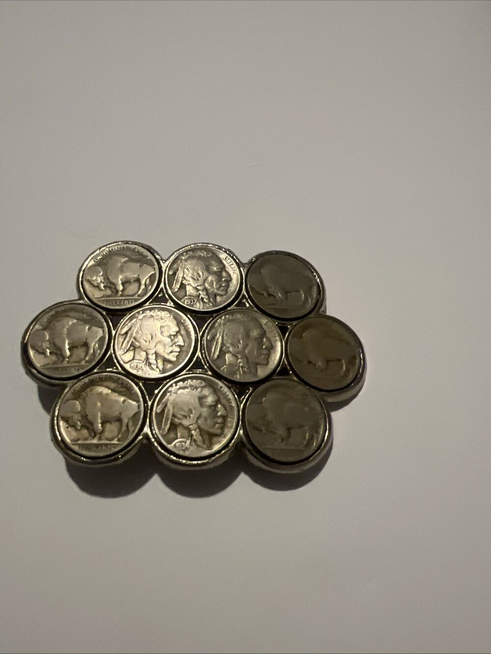 genuine, circulated United States Buffalo Nickels